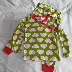 Hanna Andersson Green and Pink Heart Pajama Set